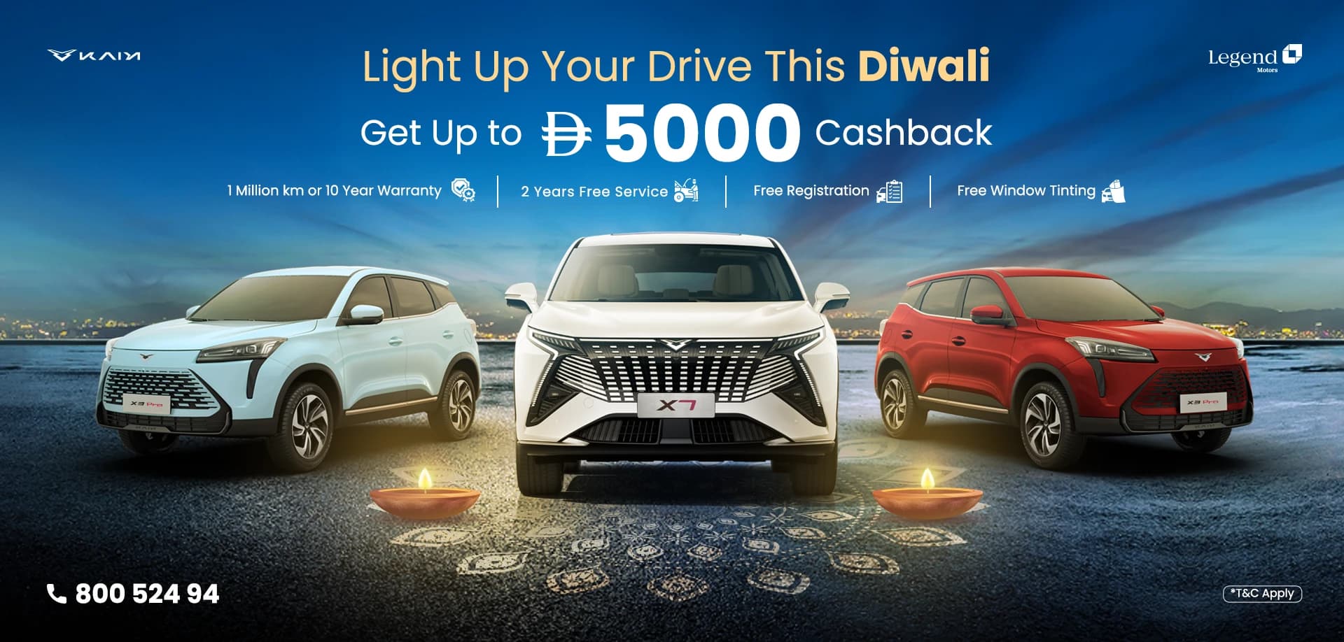 Celebrate Diwali with Kaiyi - This Diwali, light up your drive with Kaiyi and enjoy up to 5,000 AED cashback now!
